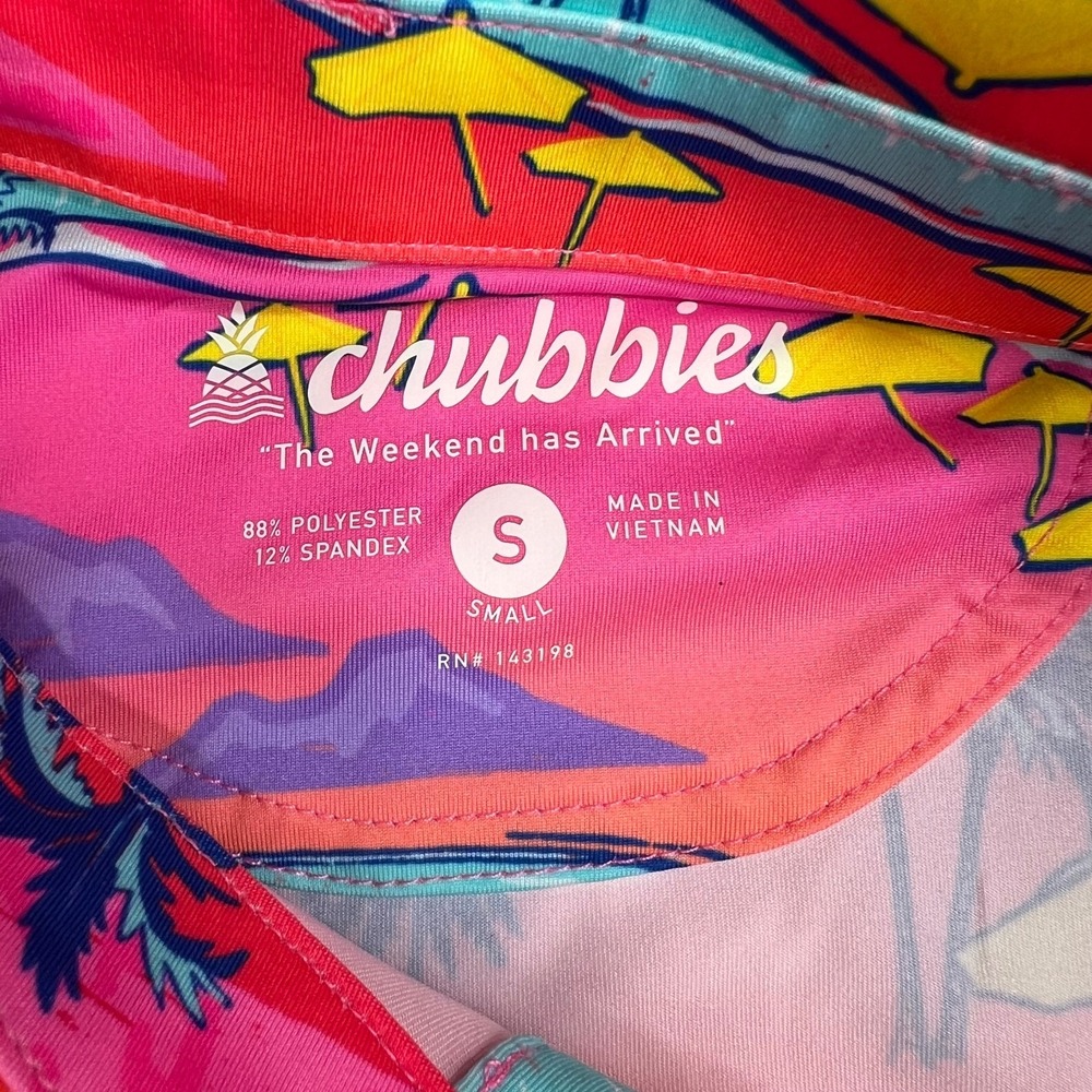 Chubbies‎ Polo Shirt Mens Small Pink Performance Stretch The Offsite '24 NEW NWT - Picture 8 of 10